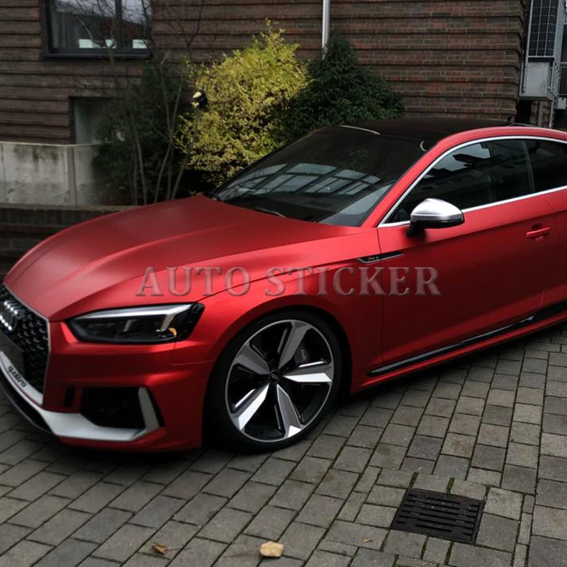 Красная матовая металлическая хромированная виниловая автомобильная пленка с