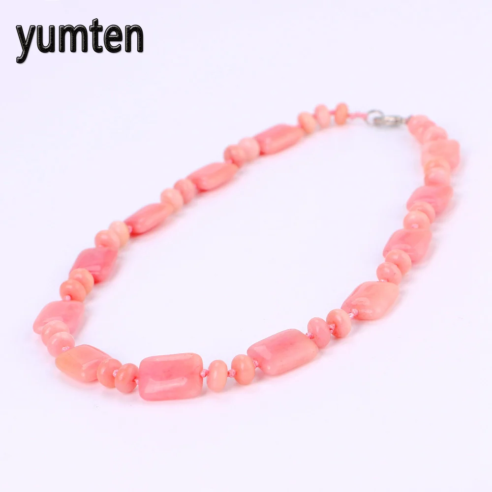Yumten Роза кварц Мощность ожерелье натуральный квадратный кристалл женские