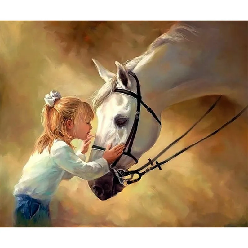 5d FULL diamond painting cross stitch kits mosaic pattern diy embroidery girl and horse home decor rhinestones | Дом и сад