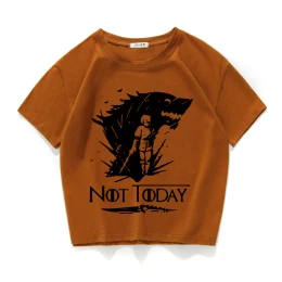 Женские футболки с надписью «NOT TODAY» и надписью «Arya Stark», повседневная короткая футболка из хлопка, летний укороченный топ - Цвет: B586SWT coffee