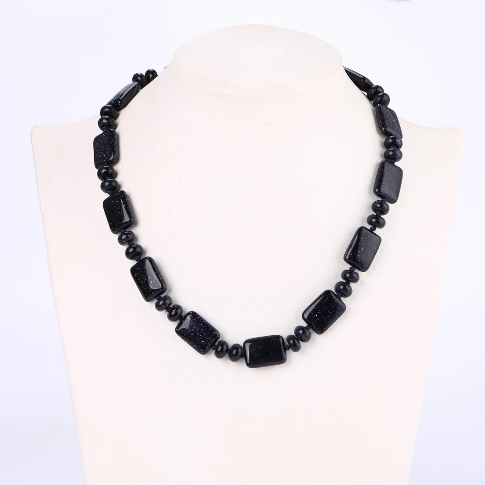 Yumten голубой песчаник Цепочки и ожерелья Мощность квадратный натуральный камень