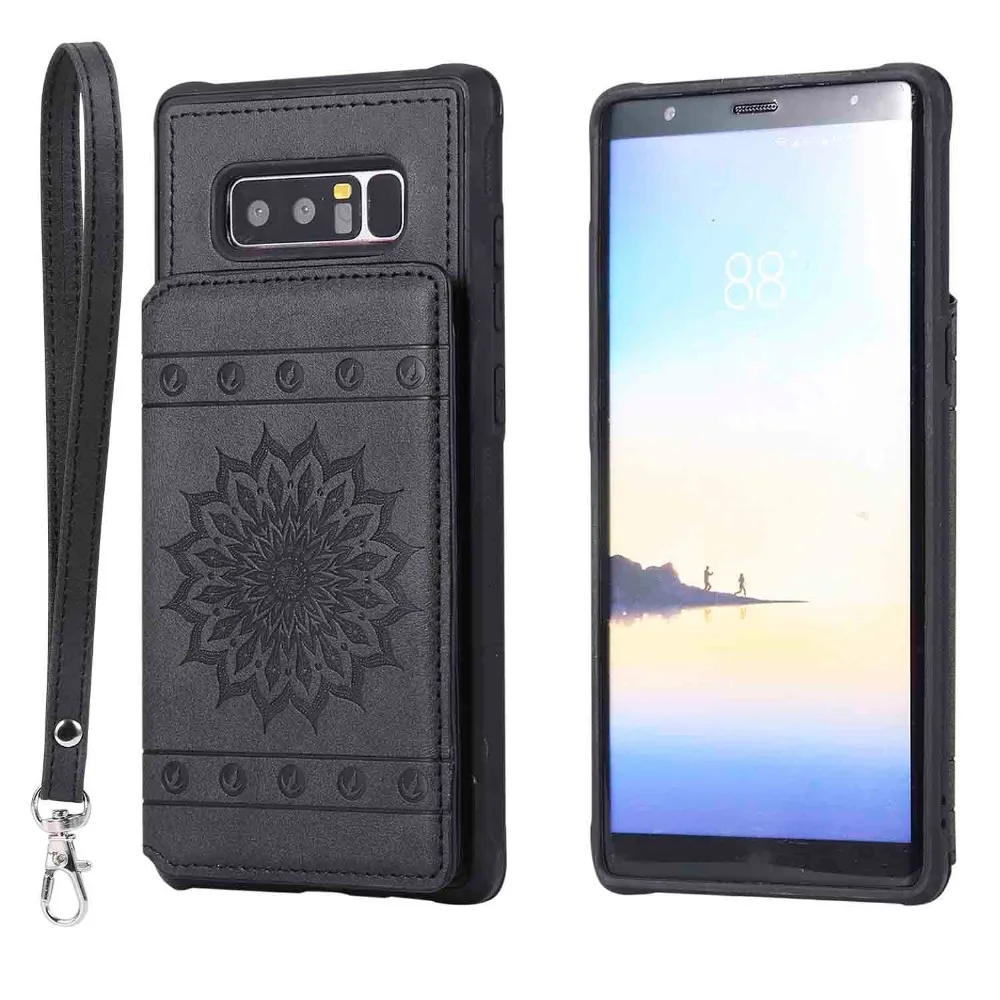 Чехол-кошелек для Galaxy Note 8 кожаный чехол с объемным цветком и подставкой