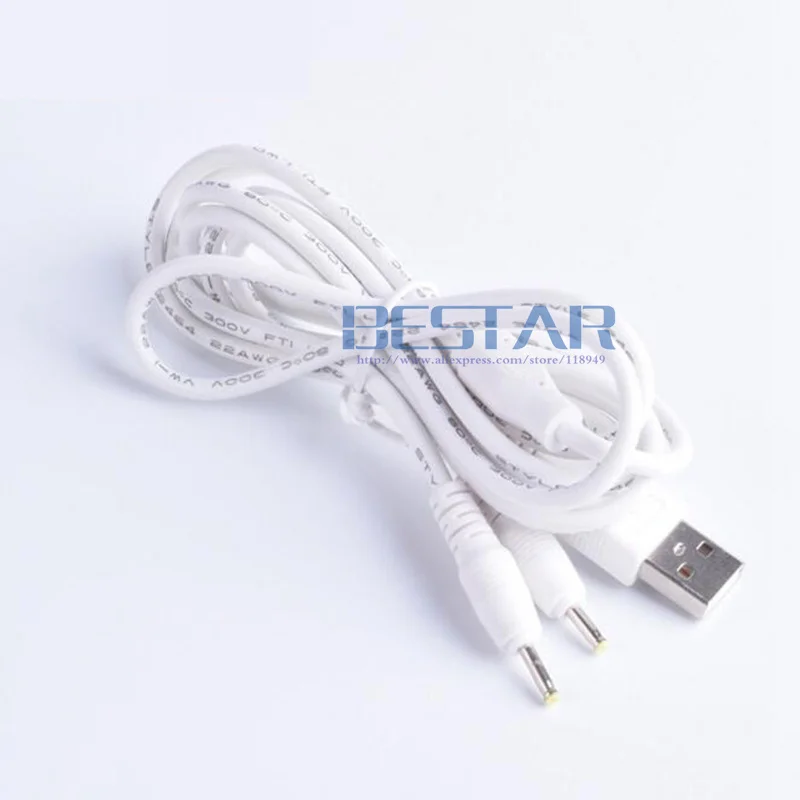 Белый 1 в 2 выхода USB на двойной DC 5x0 7 5 мм x 0 5/0 5*0 баррель Jack зарядный кабель питания