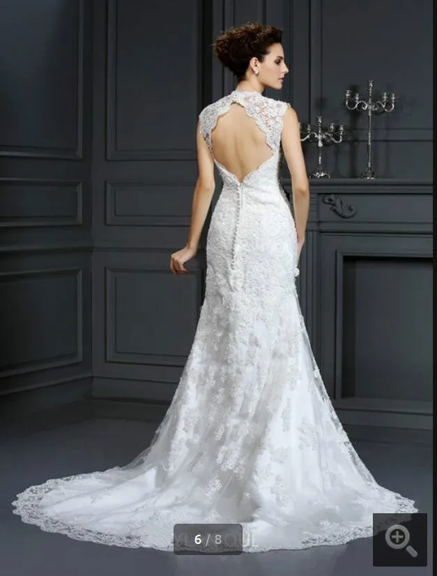 Халат Де Вечер 2017 русалка кружева свадебное платье аппликации cap рукавом открыть