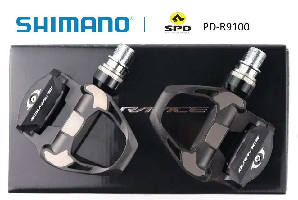 SHIMANO Тормозные колодки Dura Ace PD R9100 самоблокирующаяся педаль черный углеродное волокно велосипедные педали с SM-SH12 затычки SPD педаль Аксессуары для велосипеда