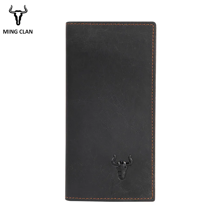 Длинный клатч Mingclan из натуральной воловьей кожи Crazy Horse для мужчин и женщин