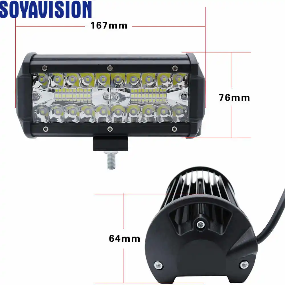 7 дюймовый светодиодный бар светильник рабочий 12V 24V для вождения Offroad Лодка