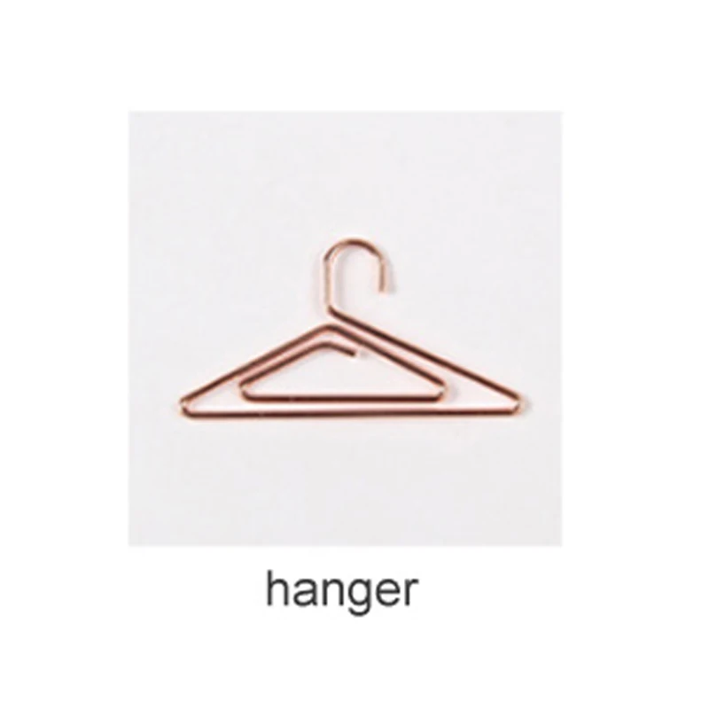 hanger Металлические скоросшиватели для офиса, школы, металлические скоросшиватели, розовое золото, инструмент для скрапбукинга, различные формы, милые закладки, скрепки для бумаги, инструменты для планировщика - Цвет: hanger