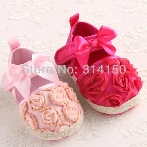 Обувь для маленьких девочек обувь начинающих ходить кружевная с бантом и цветами