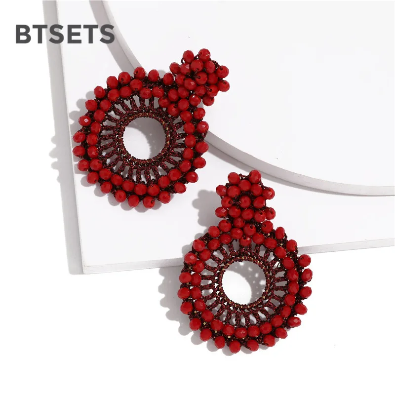 Летние новые модные серьги для женщин винтажные бусы Висячие круглые большие