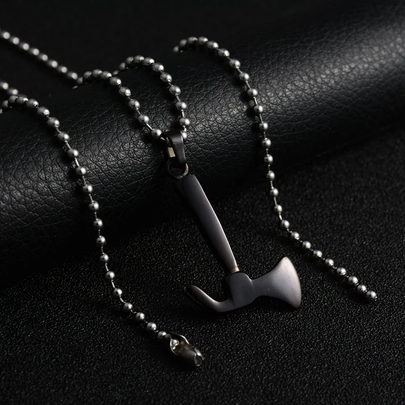 Простой Модный панк Золотой цвет топор из нержавеющей стали цепочка бисера