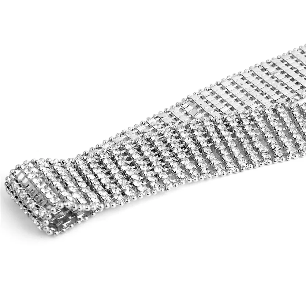 Роскошные Bling кристалл пояс Новая мода для женщин невесты Полный Стразы пояс с цепочкой вечерние массивные украшения