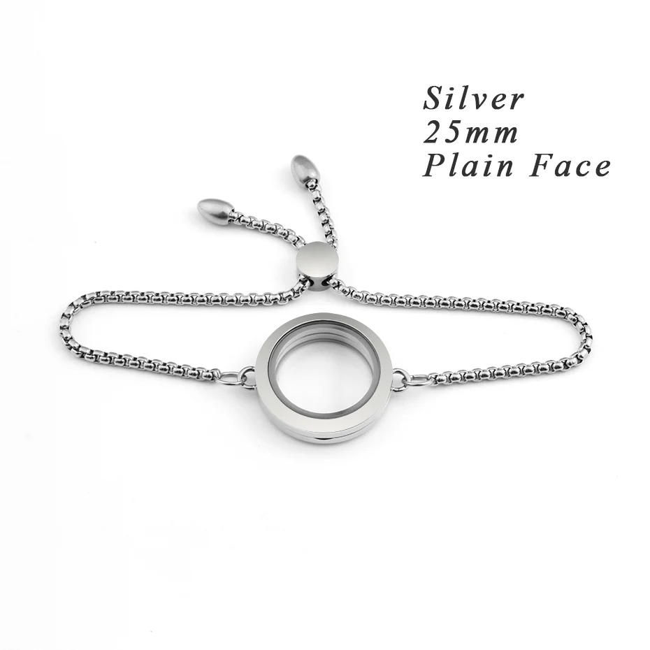 25mm silver Carvort 25 мм 30 мм Твист медальон браслет из нержавеющей стали 316L плавающий медальон с подвесками из прозрачного стекла медальон с регулируемой цепочкой - Окраска металла: 25mm silver