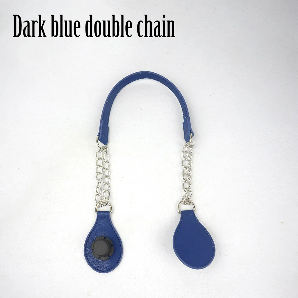 Dark blue double Tanqu 1 шт. O Мешок край живопись ремень серебряная цепь ремешок ручка с drop end для obag корзина - Цвет: Dark blue double
