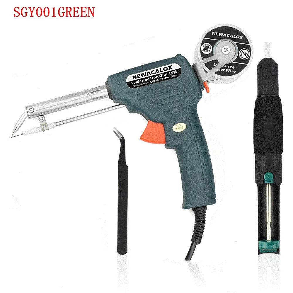 SGY001GREEN NEWACALOX 60 Вт EU/US паяльник Третий ручной пистолет автоматически отправляется Оловянная автоматическая паяльная машина всасывающее Оловянное устройство - Цвет: SGY001GREEN