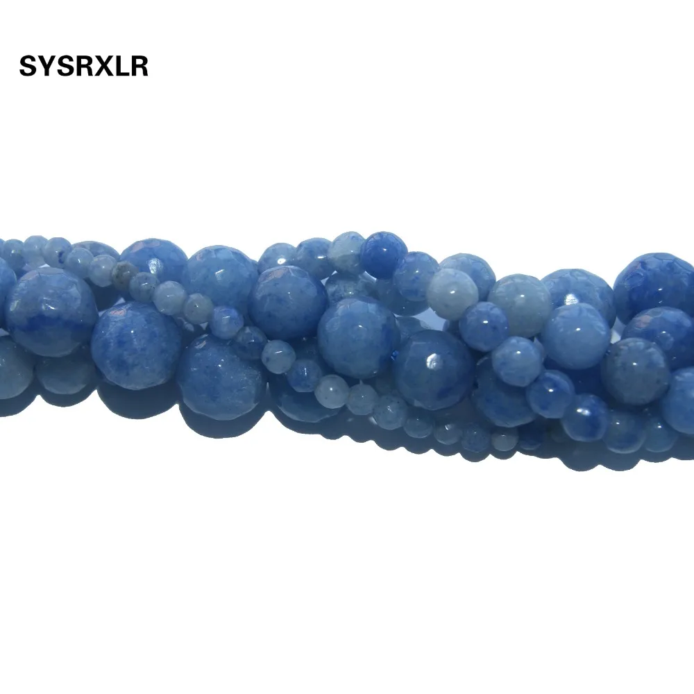 

Free Shipping Faceted Natural Stone Blue Aventurine Loose Beads For Jewelry Making DIY Bracelet Necklace 4/6/8/10/12 MM Strand