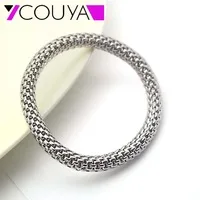 Fashion 316L Stainless Steel Cuff Bracelets and Bangles Silver Color Shiny Femininas Wide Big Bangles Hot Sale Bijoux For Women