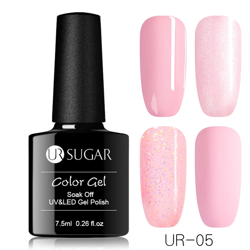 UR-05 Ur Sugar 7,5 мл гель Шикарный Розовый Фиолетовый чистый цвет ногтей матовая Платина Серебро верхнее покрытие замочить от УФ гель-лака дизайн ногтей Гель-лак - Цвет: UR-05