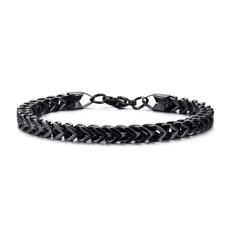 Black Серебряная Мужская цепочка браслет из нержавеющей стали Vegan Homme Boyfriend Guys Hand 7,6 дюйма 8,7 дюйма - Окраска металла: Black