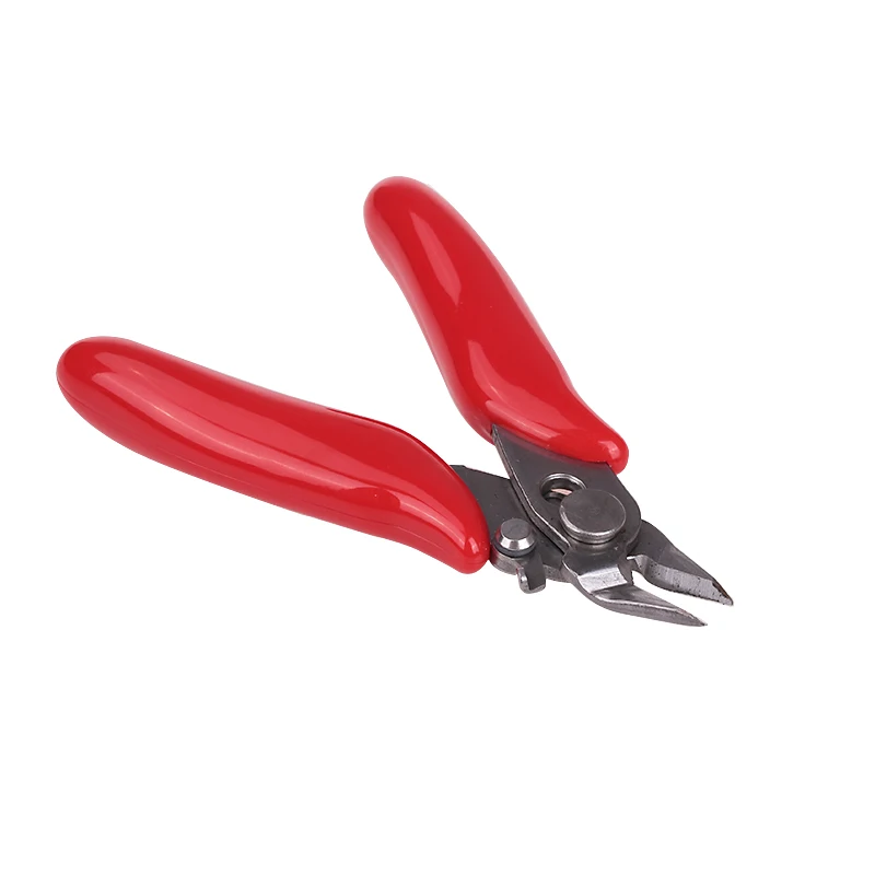 red Vastar 3,5 ''мини диагональные плоскогубцы кусачки для резки проводов электронные плоскогубцы провода изоляционные резиновые ручки Модель кусачки с замком - Цвет: red