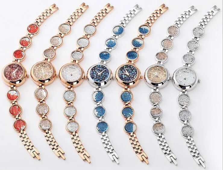 Часы женские кварцевые с подвижными кристаллами малый размер|montre femme|montre relojmontre