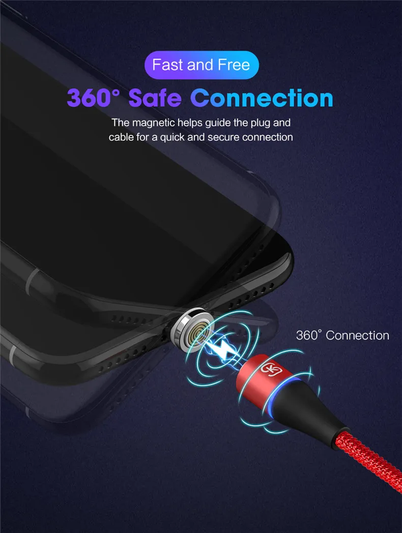 Магнитный кабель быстрой зарядки 3A QC 4,0 3,0 Micro usb type c 3 в 1 Дата для Iphone x samsung xiaomi Android SIKAI