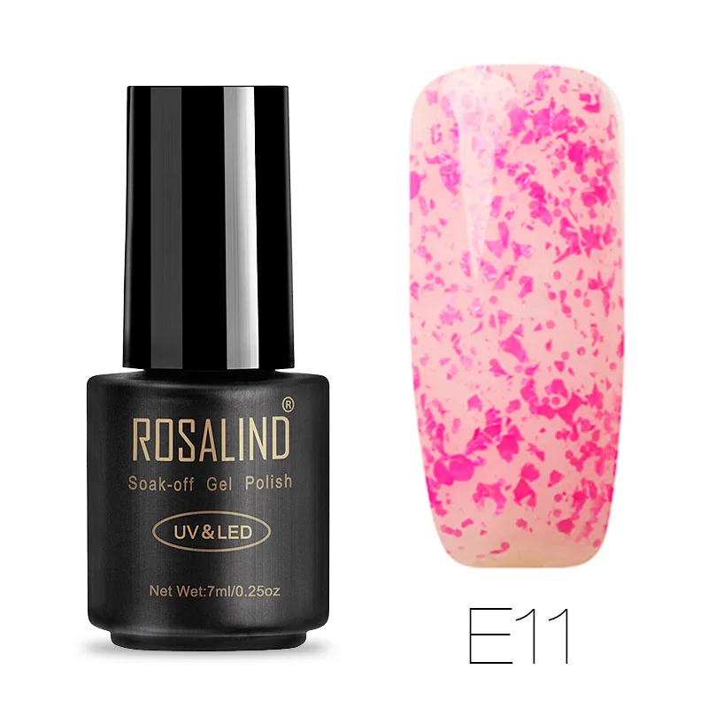 E11 ROSALIND черная бутылка Снежинка серия 7 мл гель лак для ногтей Полупостоянный лак для ногтей Блеск УФ-гель для ногтей - Цвет: E11