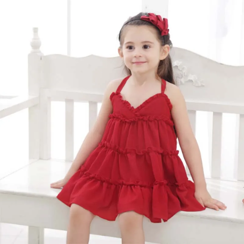 summer new girls dresses 2019 fashion children cotton solid color sling beach dress for wedding party kids clothing | Детская одежда и