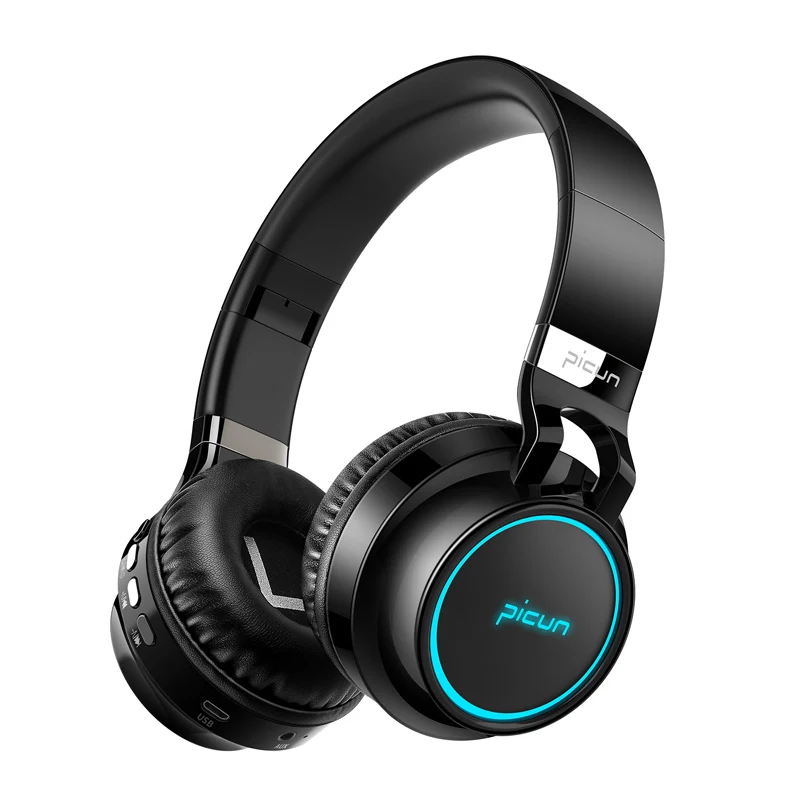 Black Новые Bluetooth басовые наушники беспроводные наушники 7 цветов Светящиеся с микрофоном Поддержка TF карты для телефонов Xiaomi huawei Tv iPhone PC - Цвет: Black