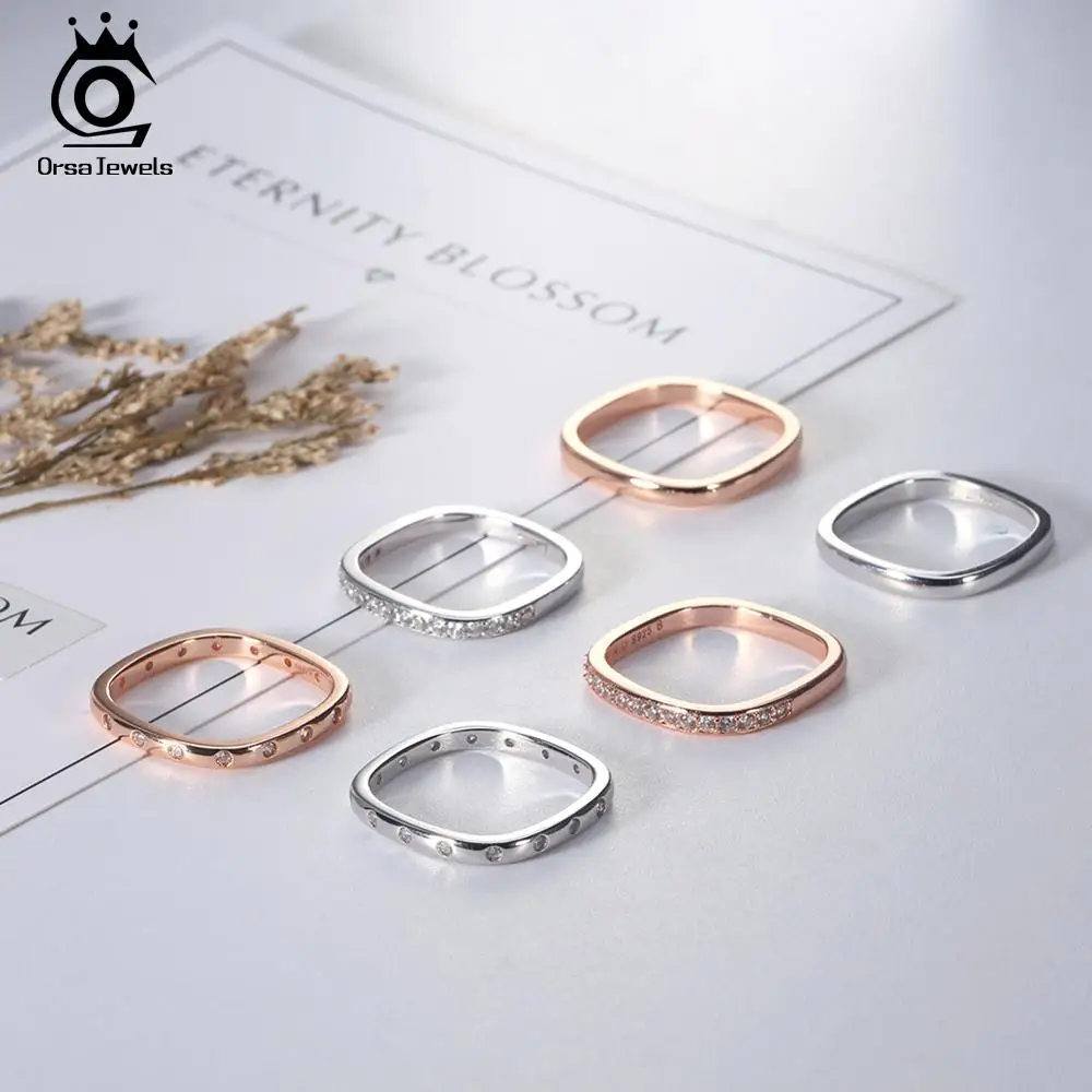 ORSA JEWELS классическое подлинное 925 пробы Серебряное кольцо вечности AAA кубическое женское кольцо с цирконом свадебное обручальное ювелирное изделие SR51