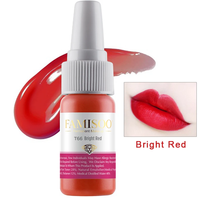 FAMISOO T66 ярко красный микроблейдинг пигмент Перманентный макияж губ тату чернила