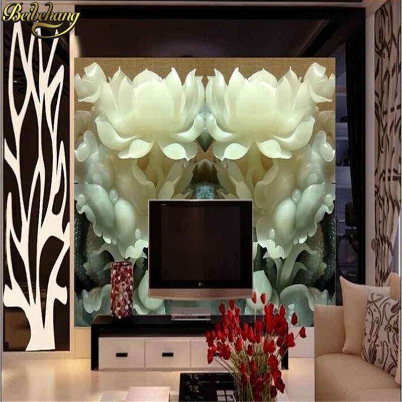 Beibehang обои китайский нефритовый лотос 3D стереоскопический ТВ фон для гостиной