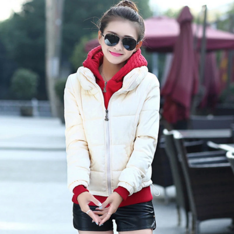 Новая модная черная и красная женская куртка с капюшоном зимние пальто для