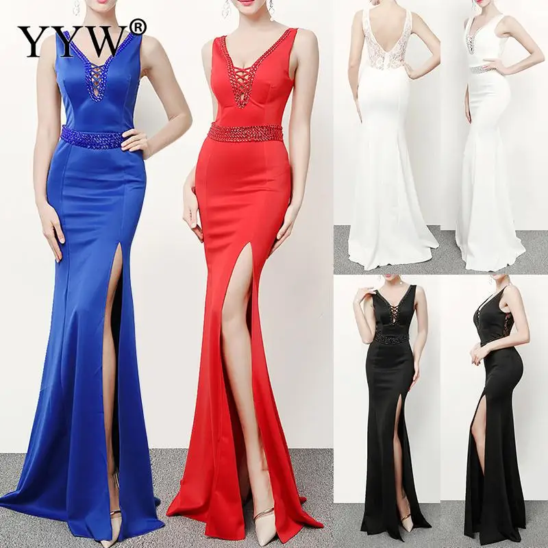 Женское длинное вечернее платье русалка сексуальное кружевное с v образным