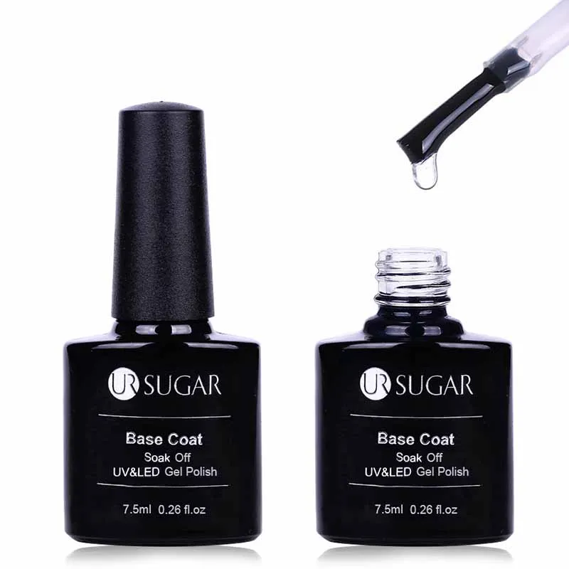 base coat Ur Sugar 7,5 мл розовое золото блеск гель лак для ногтей блестки лак красочный Розовый замочить для УФ светодиодный Маникюр УФ-гель для дизайна ногтей - Цвет: base coat