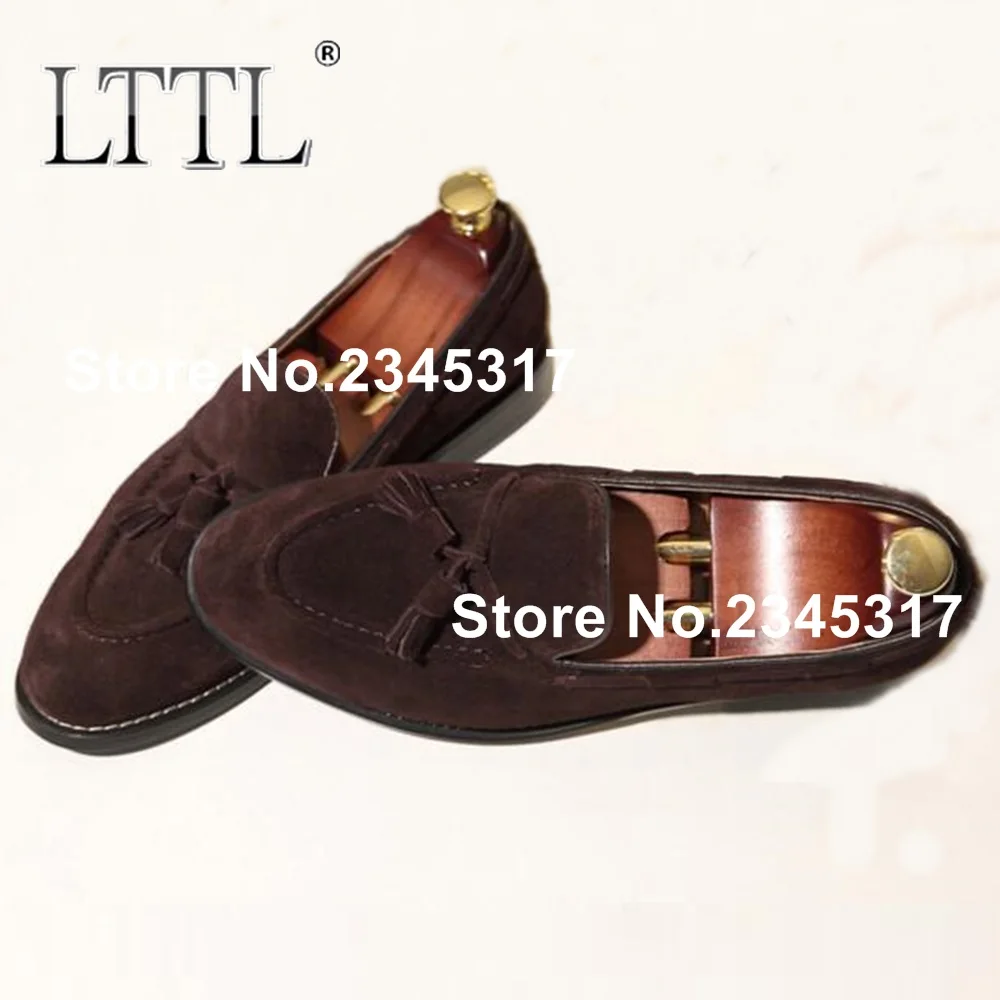 Высококачественные замшевые кожаные лоферы LTTL мужская обувь с бахромой дышащая