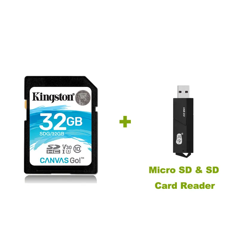 SDG-XGB-32G-2in1read Карта памяти SD kingston 32 Гб 64 Гб 128 ГБ 256 ГБ 512 ГБ SDG SDHC/SDXC Canvas Go HD 4K видеокарты для DSLRs Дронов и экшн-камер - Емкость: SDG-XGB-32G-2in1read