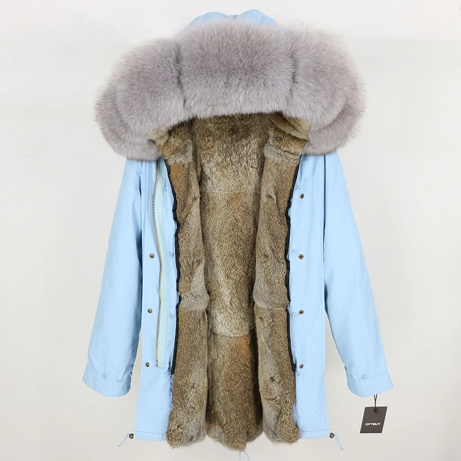 14 OFTBUY длинная парка с воротником из натурального Лисьего меха, зимняя женская куртка с подкладкой из натурального кроличьего меха, пальто из натурального меха, уличная одежда, новинка - Цвет: 14