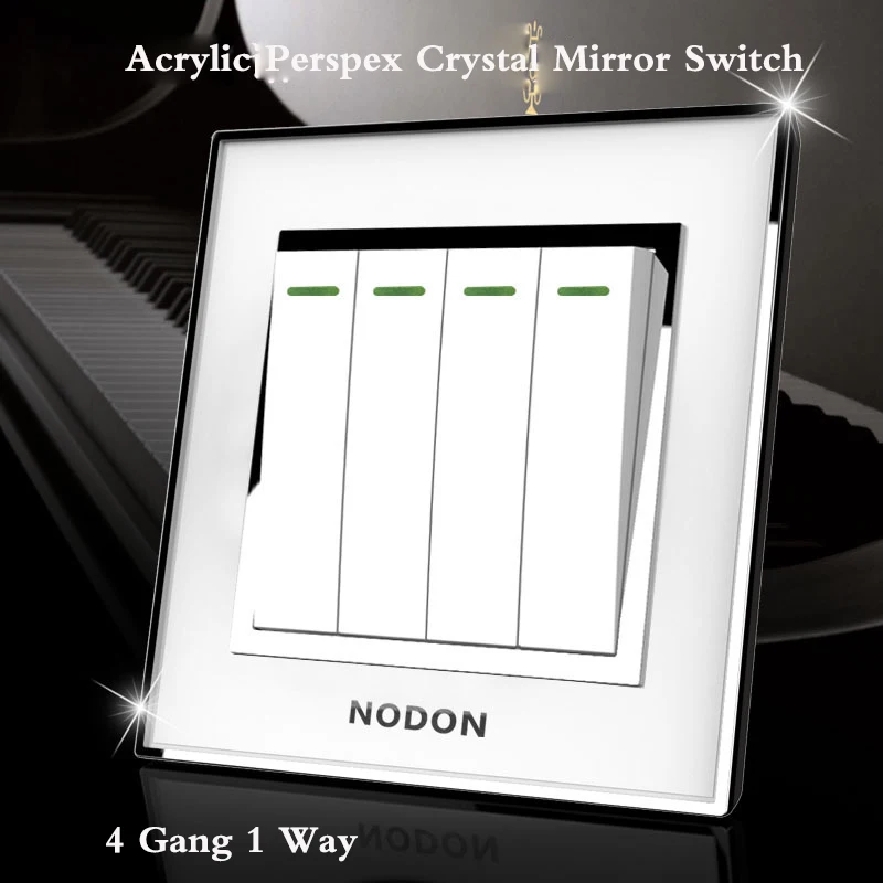 

Acrylic Perspex Crystal Mirror Switch Panel 4 Gang 1 Way Switch