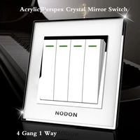 acrylic perspex crystal mirror switch panel 4 gang 1 way switch