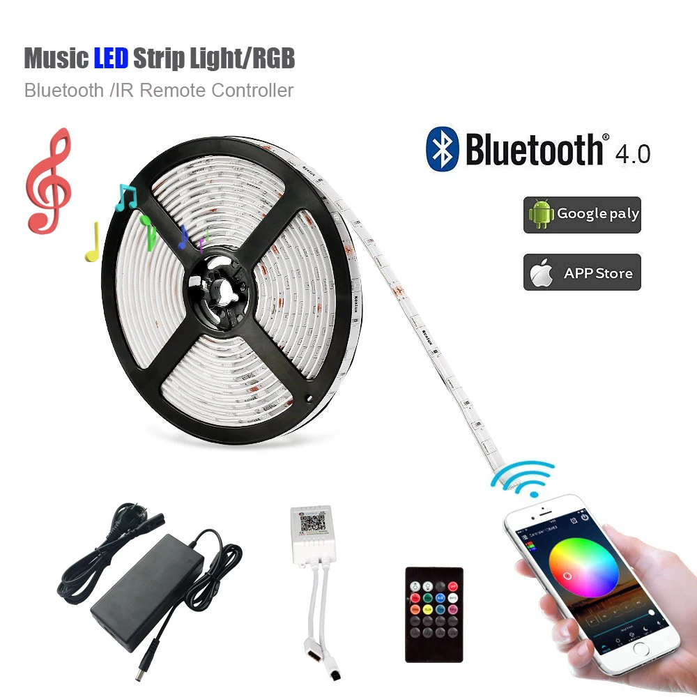 Бесплатная DHL FedEx Bluetooth APP RGB 5050 Светодиодные ленты СВЕТОДИОДНЫЙ огни
