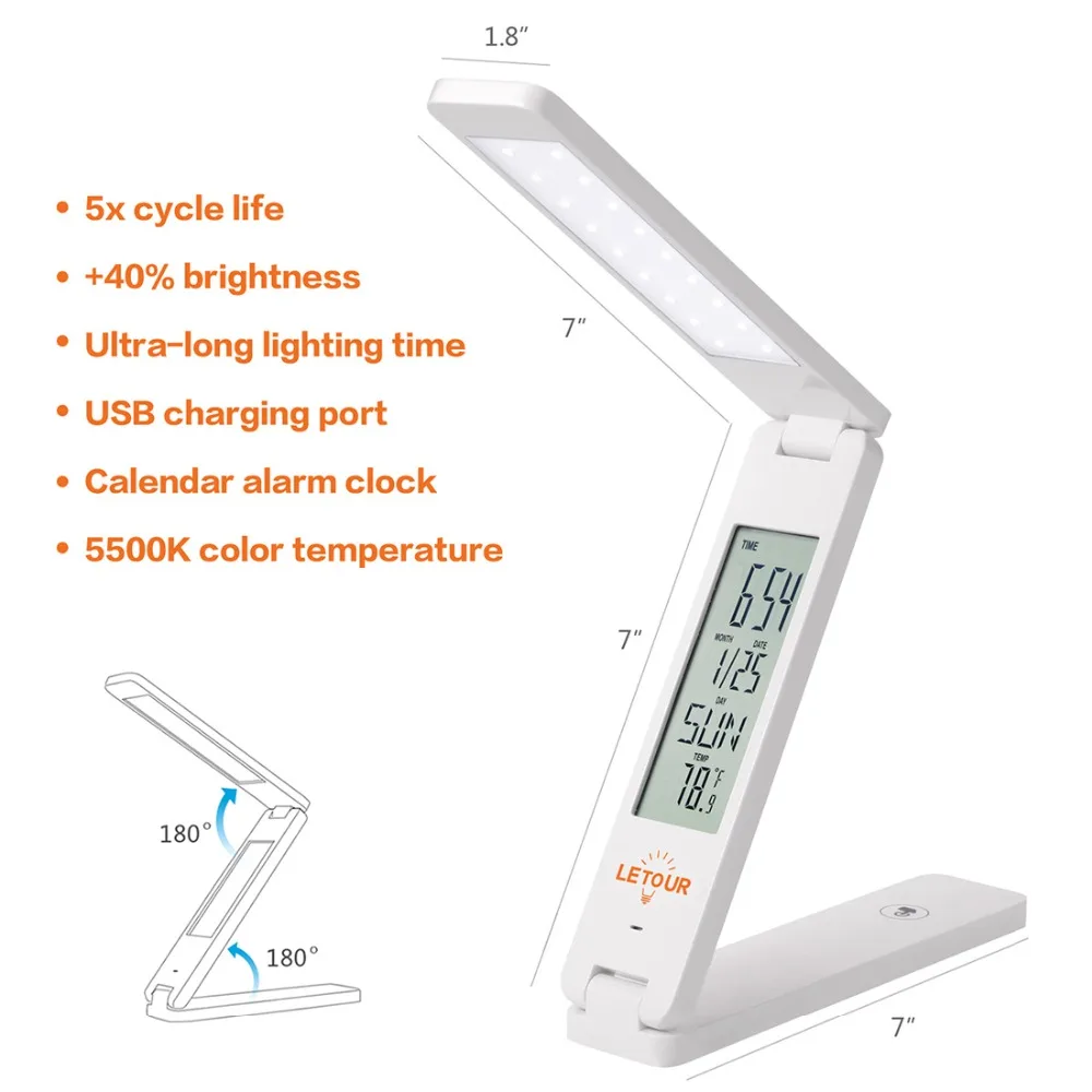 Настольная лампа ЖК дисплей Складная сенсорный выключатель 3 уровня диммера