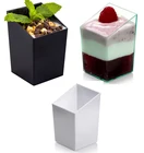 Акция-товары вечерние, одноразовая пластиковая посуда 70*46 мм60 мл, маленькая квадратная чашка с десертом, 10 шт.упаковка