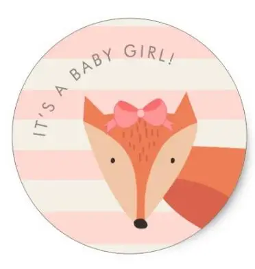 

1.5inch Fox It's A Baby Girl Baby Shower Classic Round Sticker