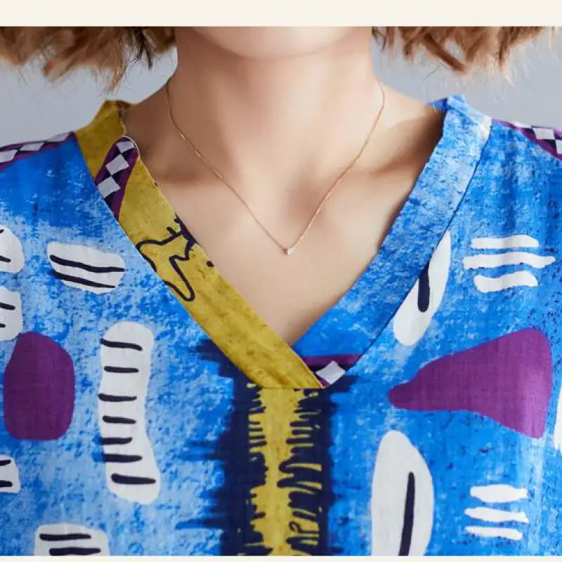 Модные женские туфли смешанный хлопок летнее платье Винтаж печатных Boho стиль