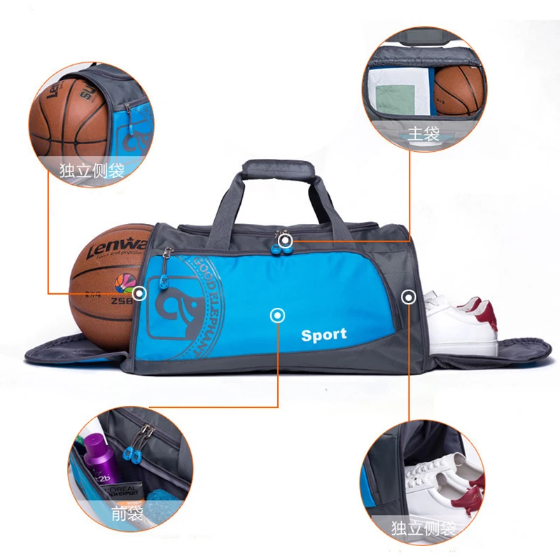 Quality Men Women Fitness Gym Bag Separated Shoes Storage Basketball Sports Bag Outdoor Travel Trip Portable Shoulder Bag SGC003
