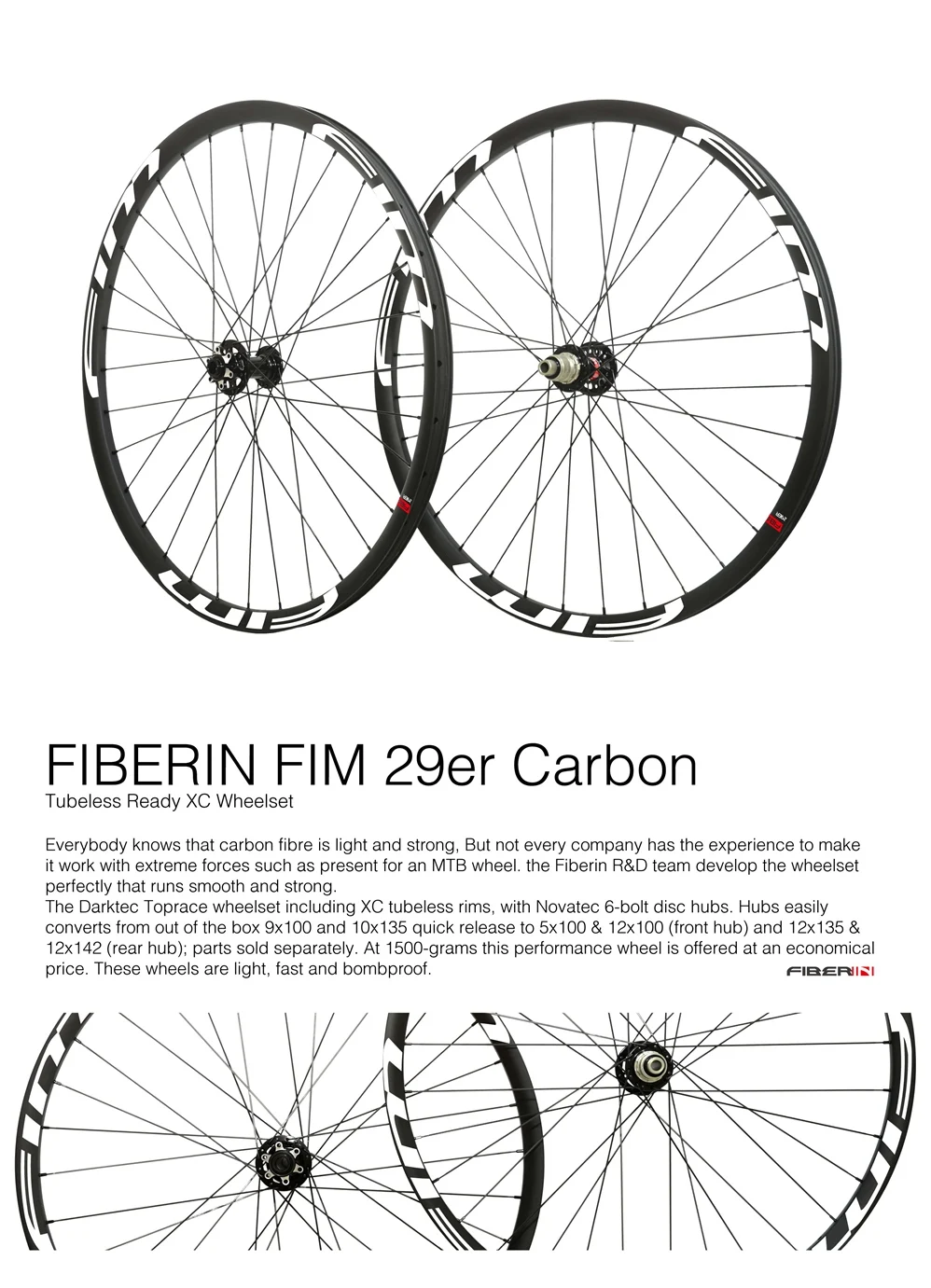 MTB wheelset 29er MTB wheelset Mountain Bike 30mm XC width Carbon Wheel hookless mtb wheels