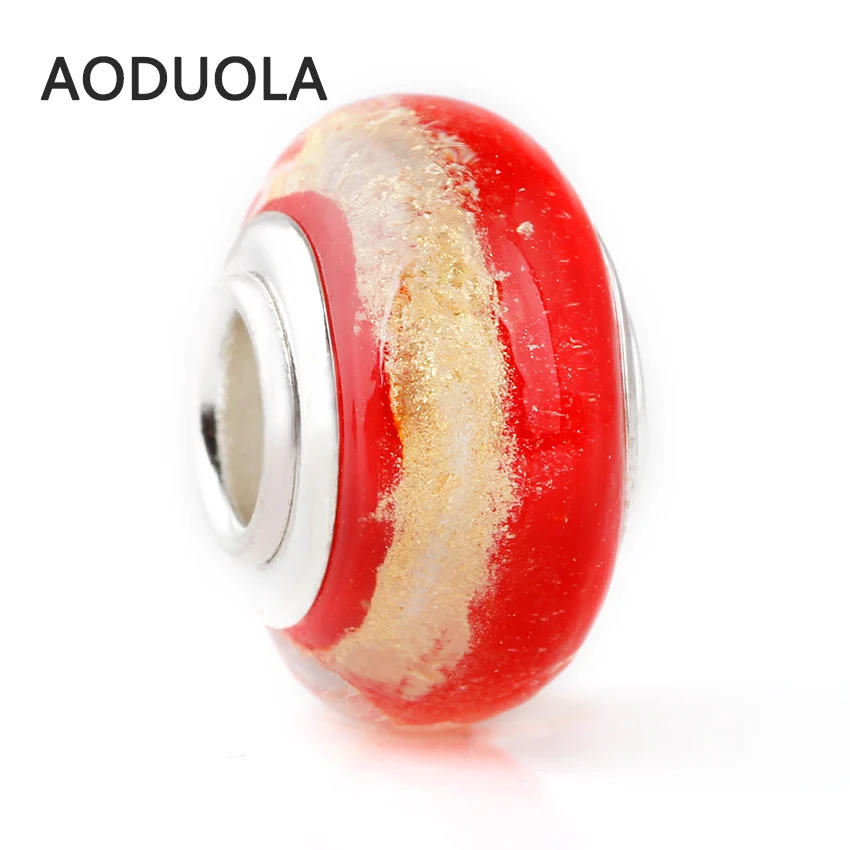 10 шт. в партии стеклянные бусины красные золотой цвет пудра внутри разделитель