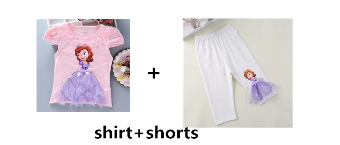shirt and shorts-9 Комплект одежды для детей, летняя футболка с 3d-аппликацией Анны, Софии, Эльзы и штаны, милая одежда, забавная Одежда для девочек - Цвет: shirt and shorts-9