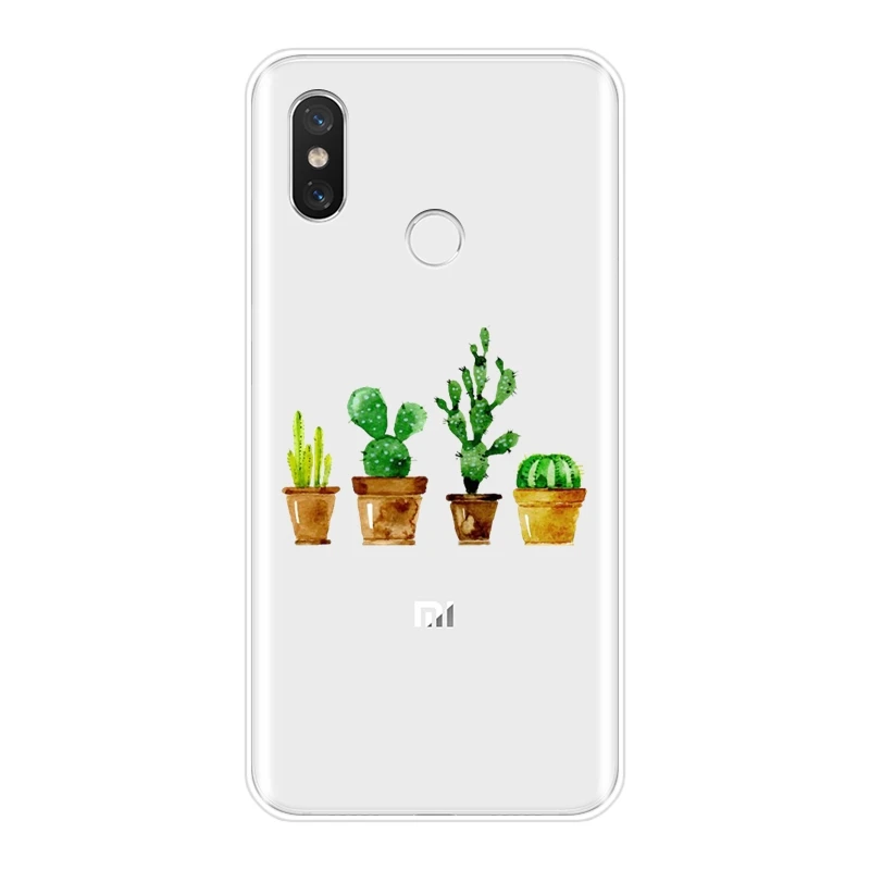 Чехол для Телефона С КАКТУСОМ и цветами Xiaomi MI A1 A2 Lite Mi5 Mi6 Mi8 силиконовая Мягкая